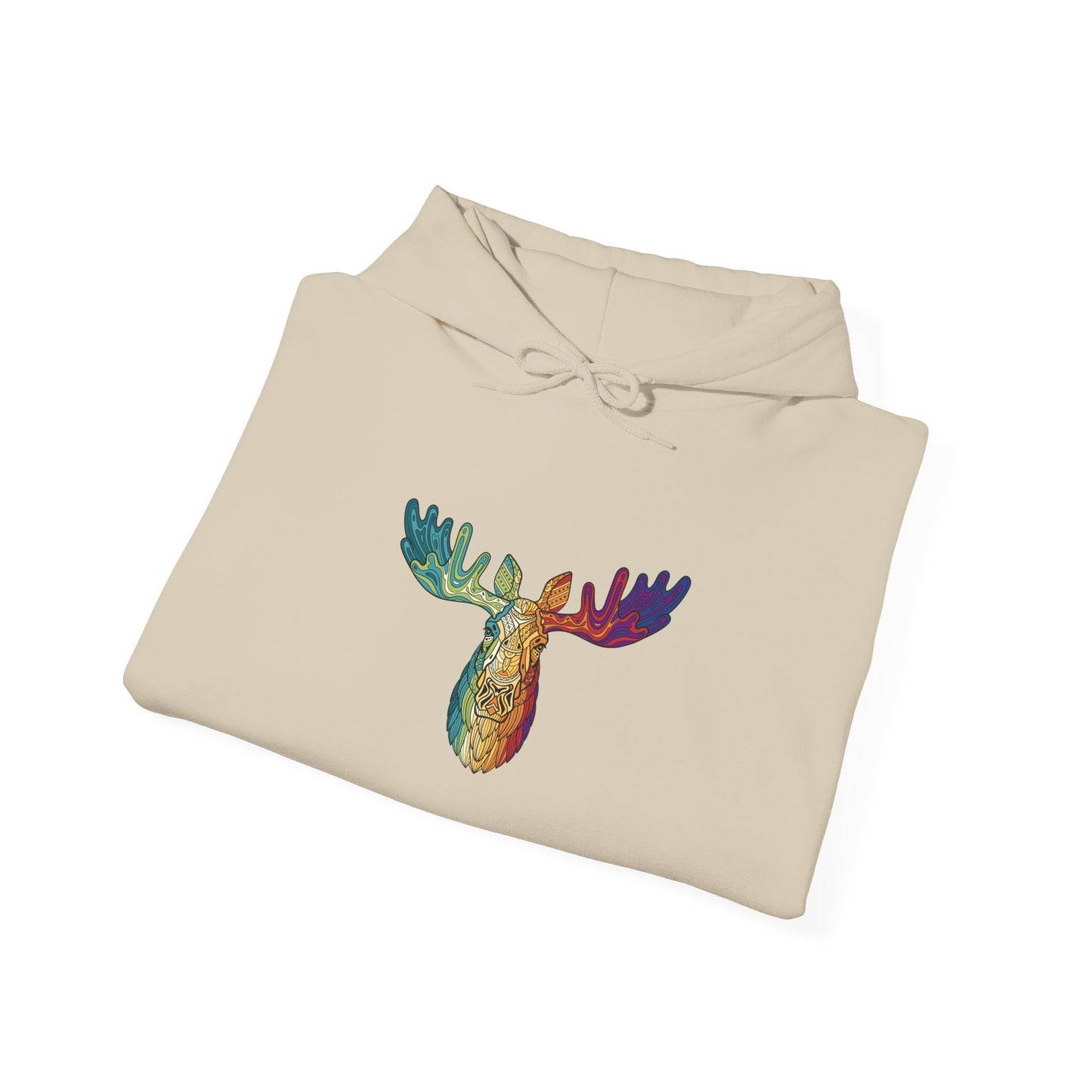 Colorful Moose Design Unisex Hoodie, Cozy Sweatshirt for Outdoor Lovers, Perfect Gift for Nature Enthusiasts, Casual Wear, Fall Fashion