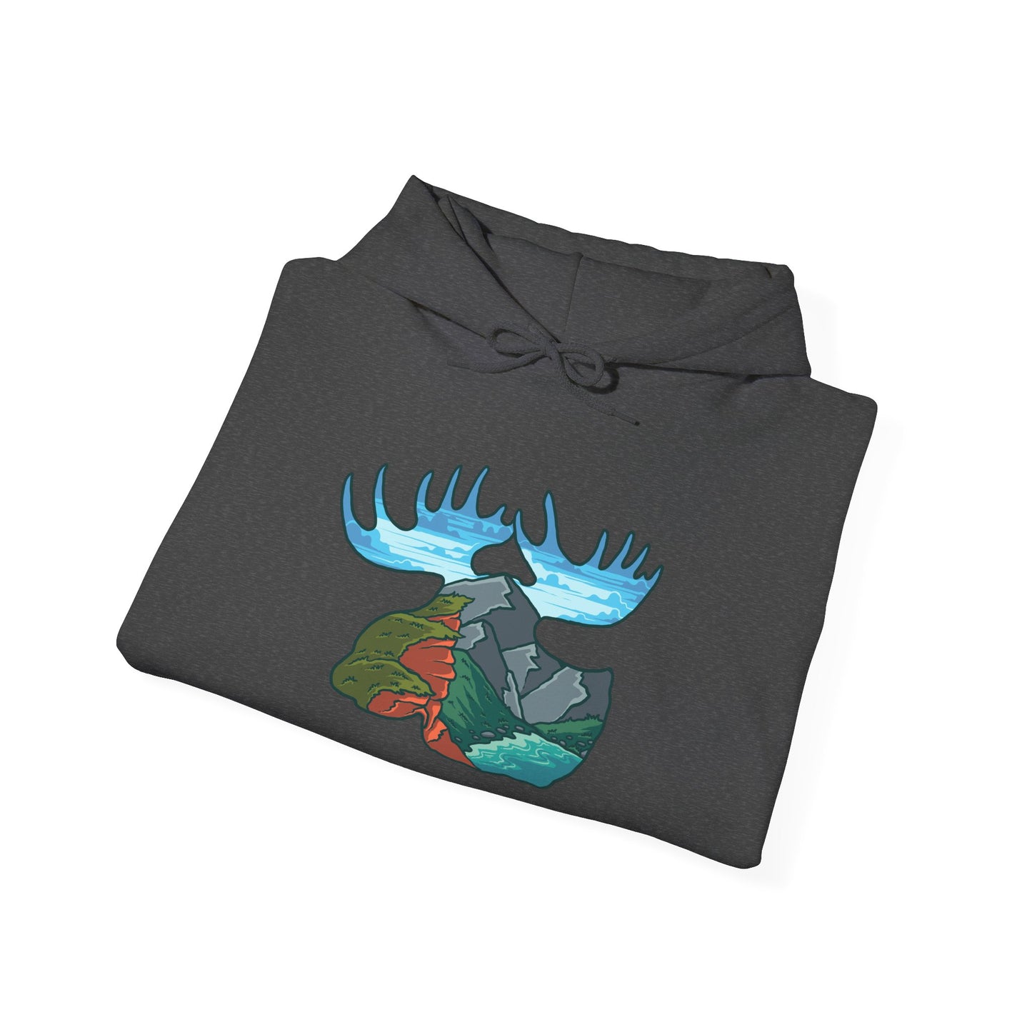 Nature-Inspired Moose Hoodie with Scenic Design
