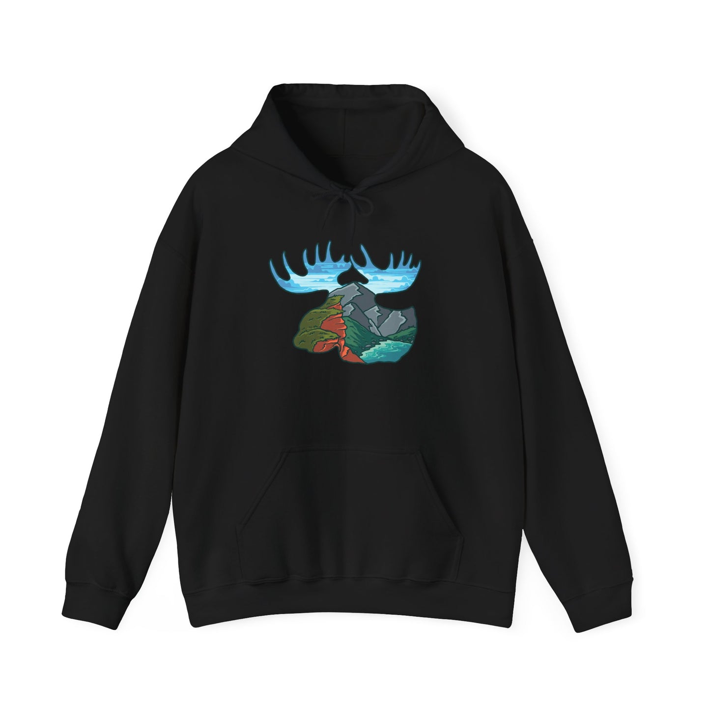Nature-Inspired Moose Hoodie with Scenic Design