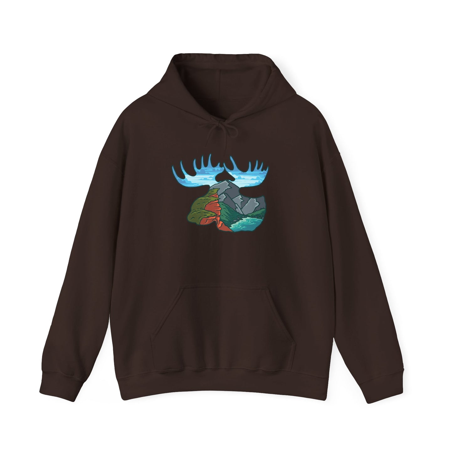 Nature-Inspired Moose Hoodie with Scenic Design
