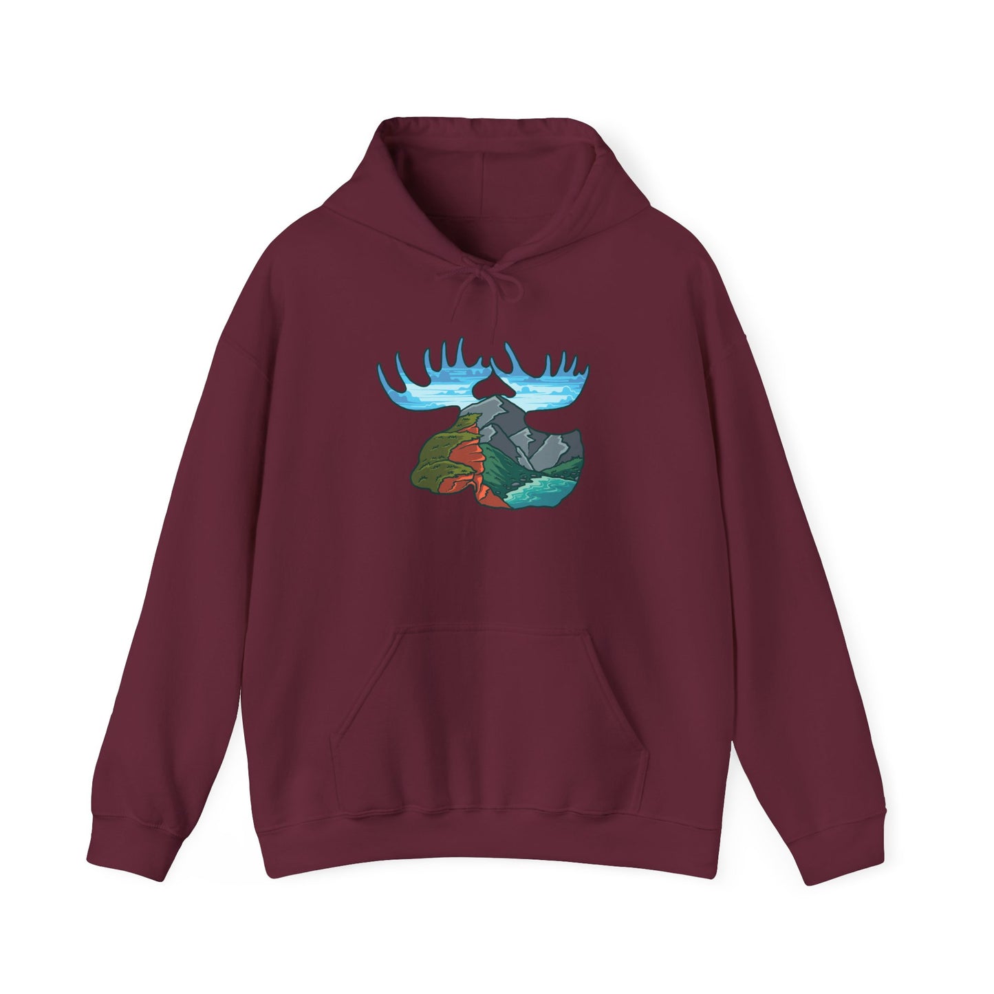 Nature-Inspired Moose Hoodie with Scenic Design
