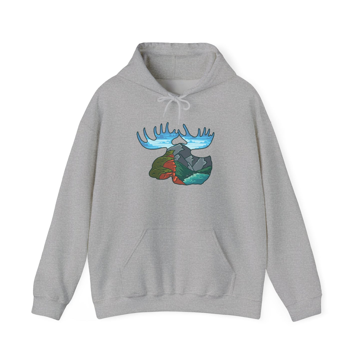 Nature-Inspired Moose Hoodie with Scenic Design