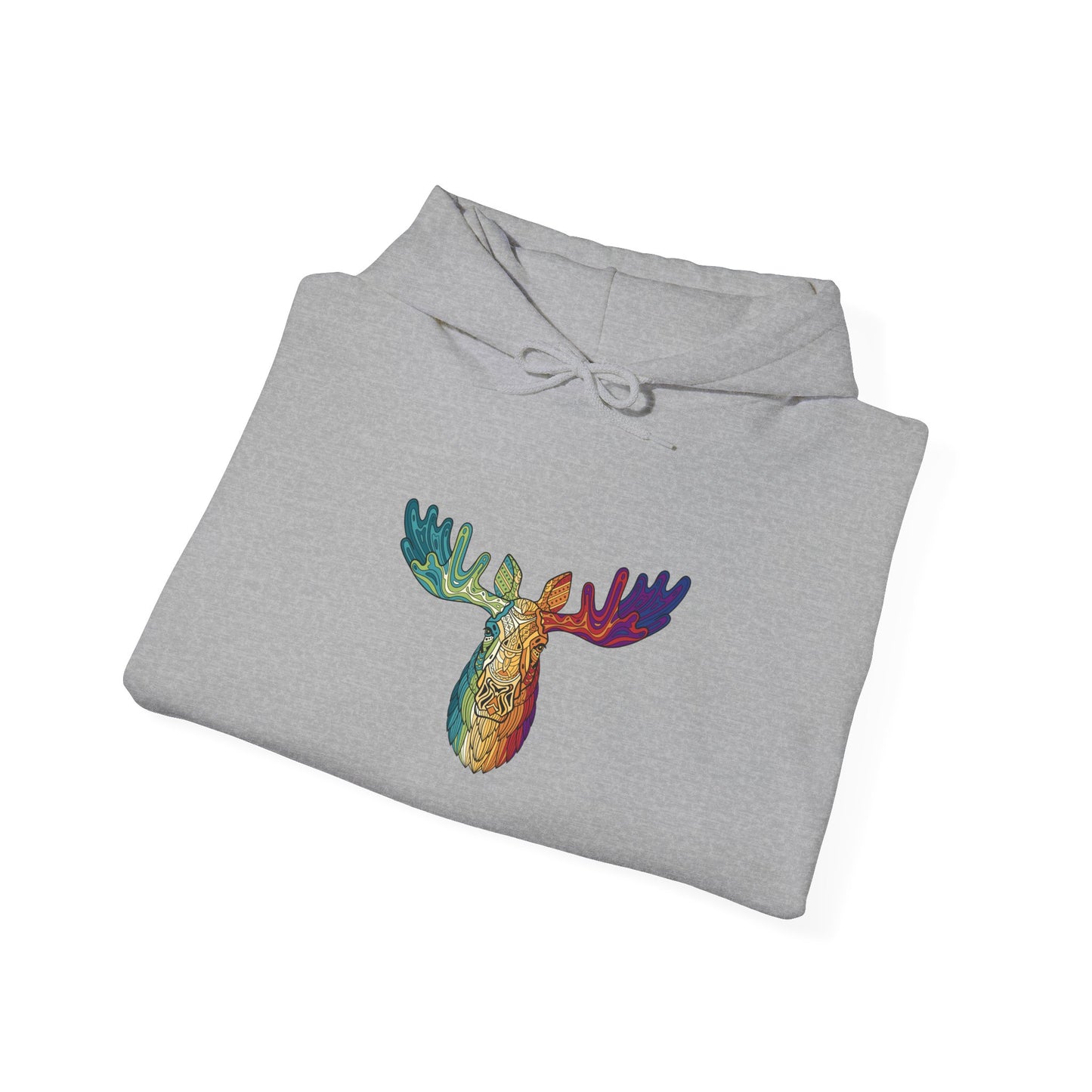 Colorful Moose Design Unisex Hoodie, Cozy Sweatshirt for Outdoor Lovers, Perfect Gift for Nature Enthusiasts, Casual Wear, Fall Fashion