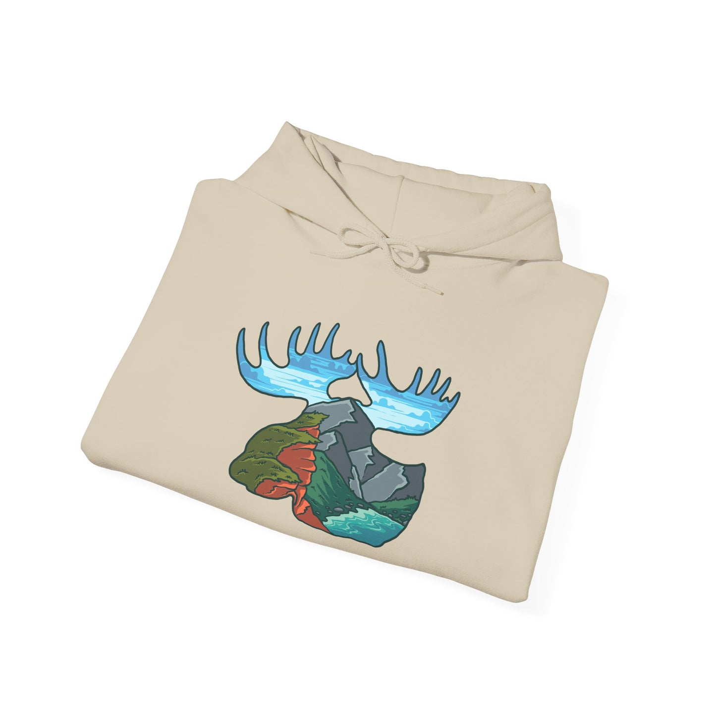 Nature-Inspired Moose Hoodie with Scenic Design