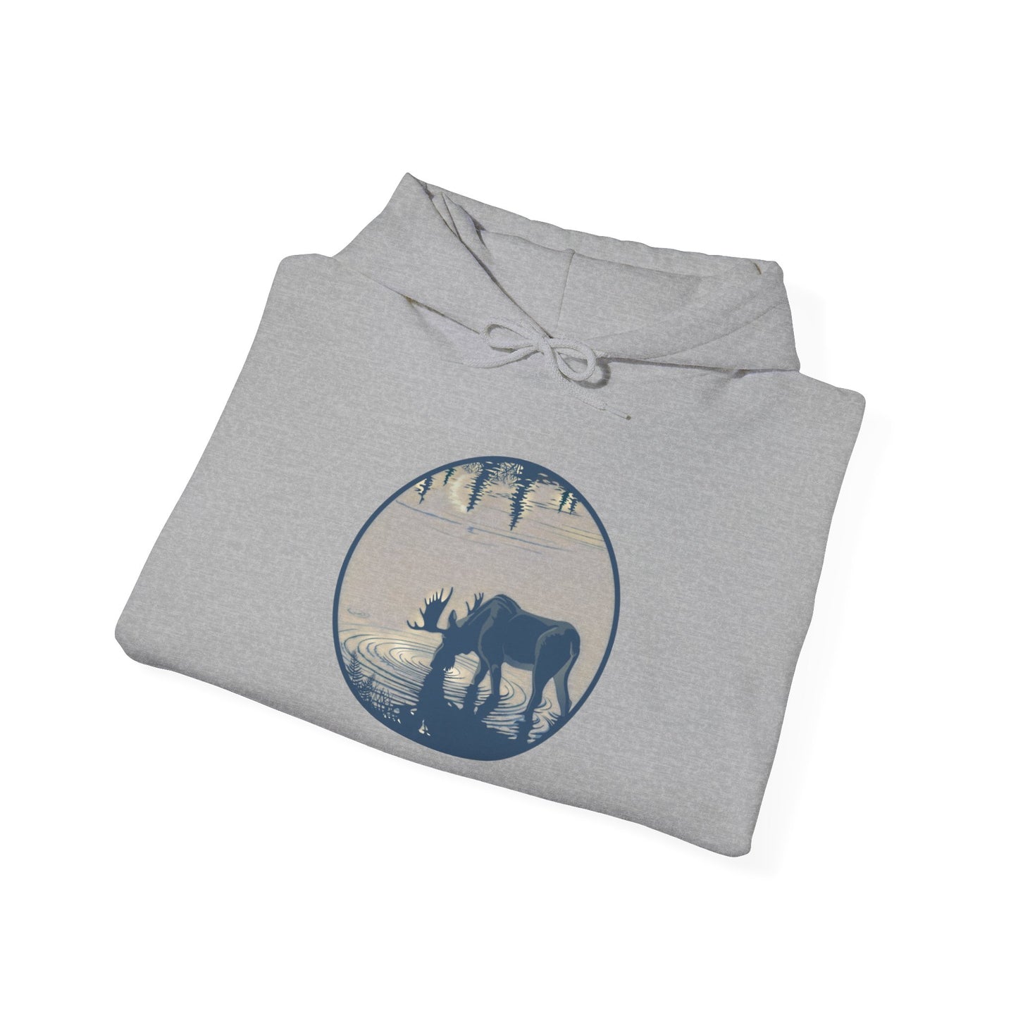 Serene Moose Silhouette Hoodie, Cozy Sweatshirt, Great for Nature Lovers, Perfect for Camping, Outdoor Adventures, Gift Idea for Friends