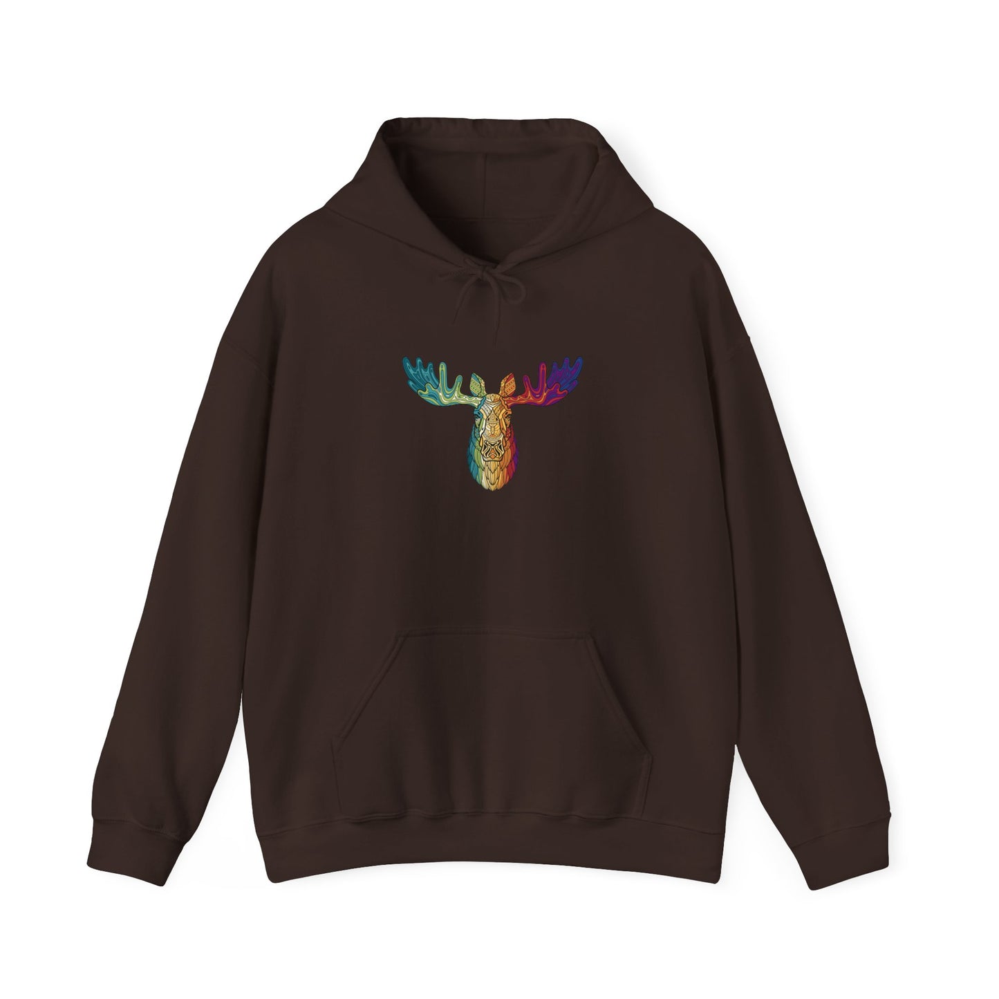 Colorful Moose Design Unisex Hoodie, Cozy Sweatshirt for Outdoor Lovers, Perfect Gift for Nature Enthusiasts, Casual Wear, Fall Fashion