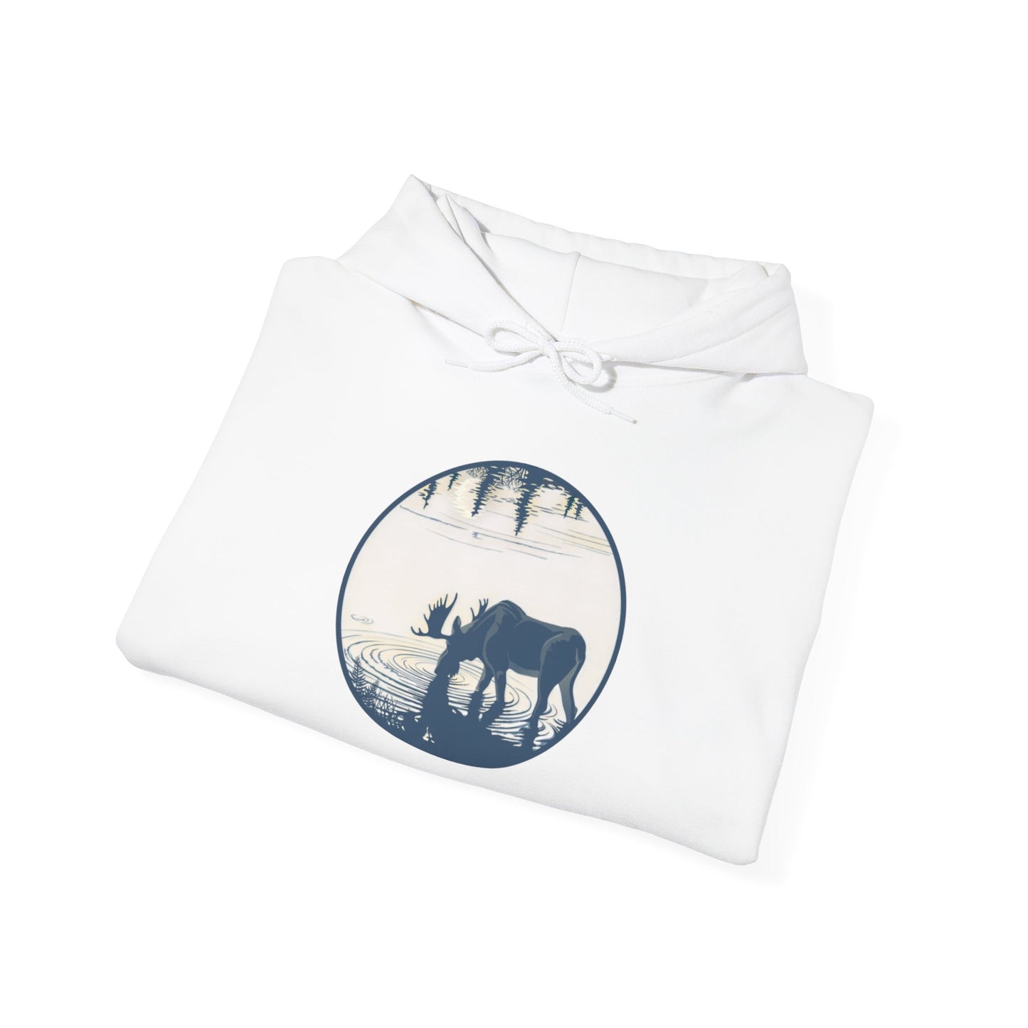 Serene Moose Silhouette Hoodie, Cozy Sweatshirt, Great for Nature Lovers, Perfect for Camping, Outdoor Adventures, Gift Idea for Friends