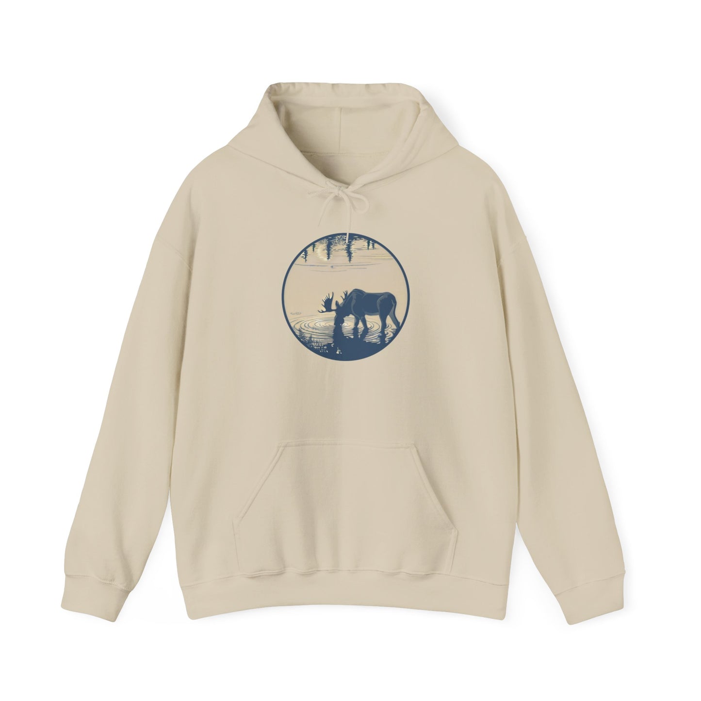 Serene Moose Silhouette Hoodie, Cozy Sweatshirt, Great for Nature Lovers, Perfect for Camping, Outdoor Adventures, Gift Idea for Friends