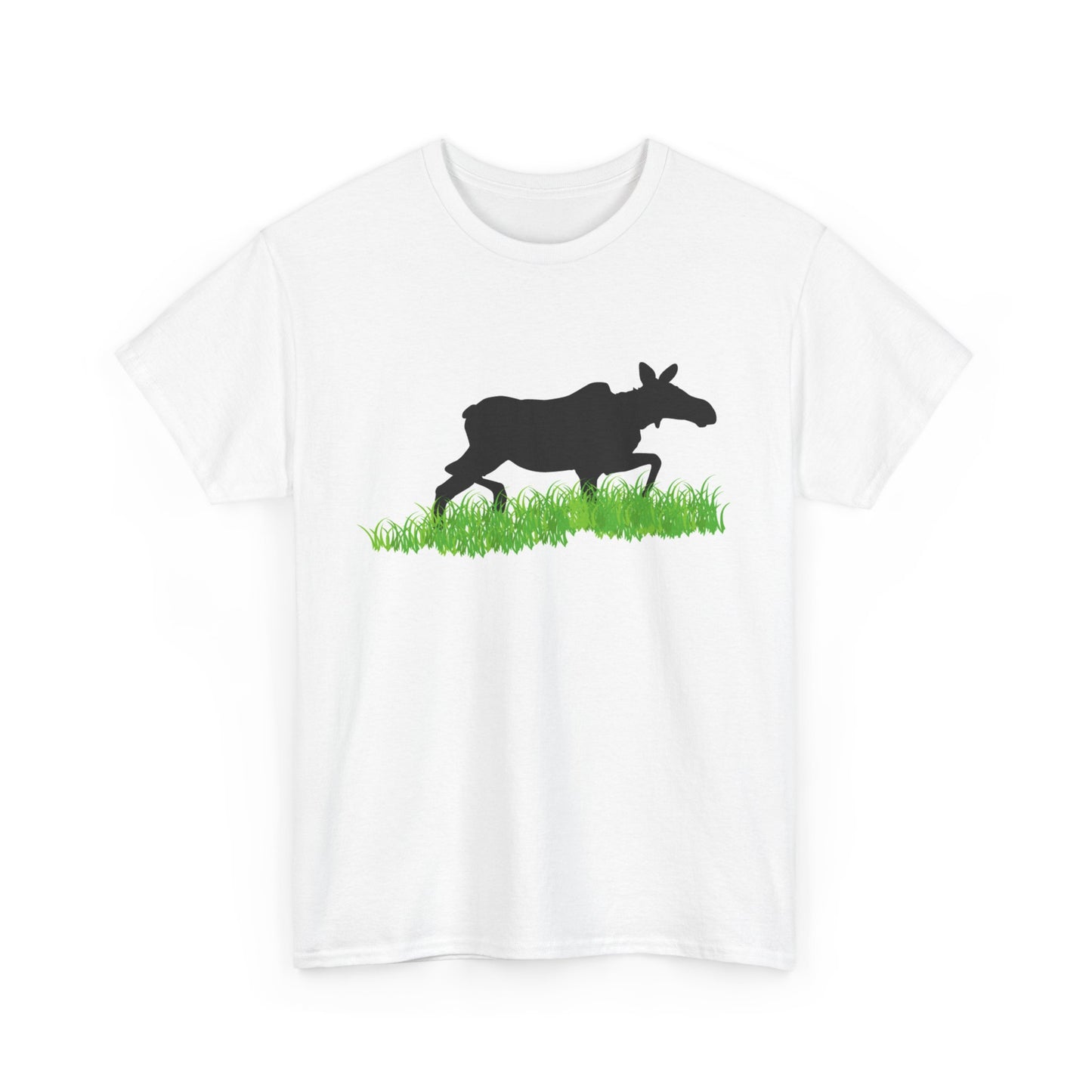 Running Moose Unisex Heavy Cotton Tee, Nature Lover Shirt, Wildlife Gift, Outdoor Adventure Tee, Fun Animal T-Shirt