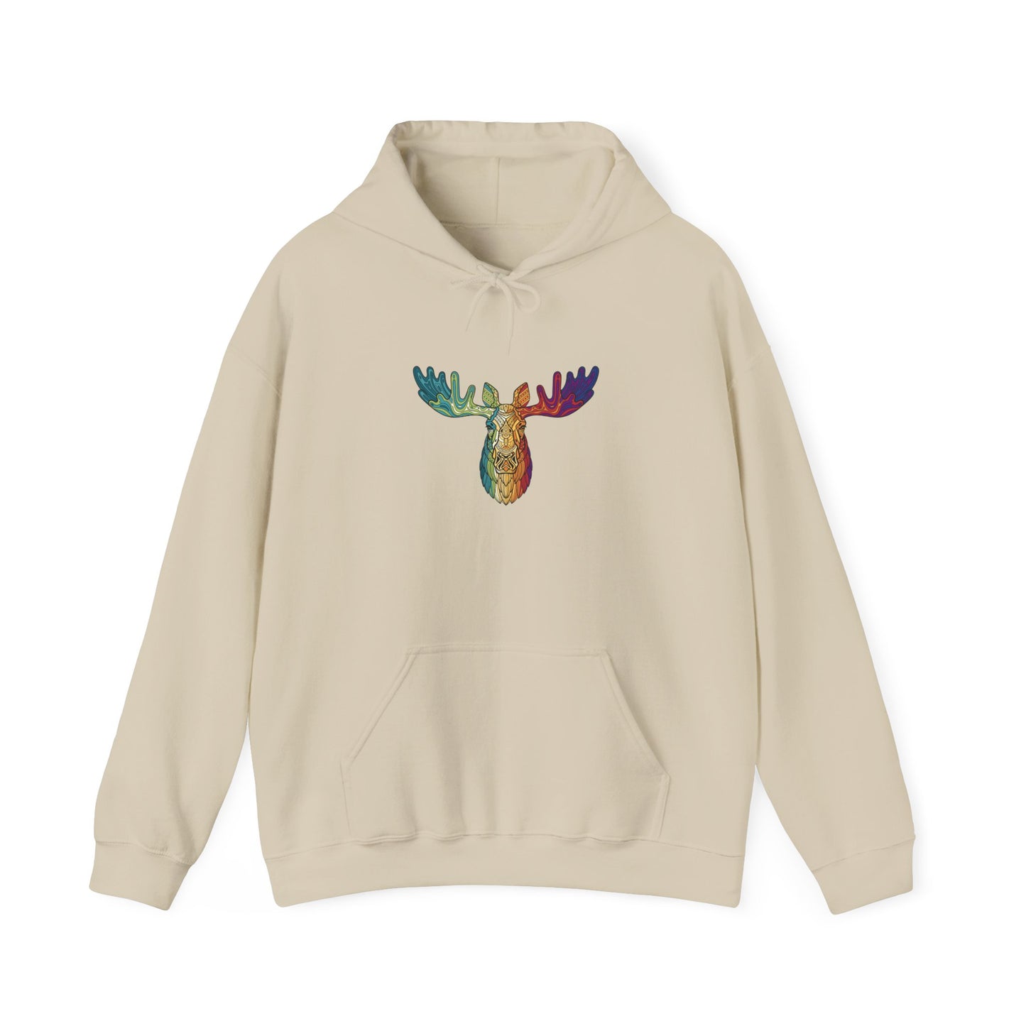 Colorful Moose Design Unisex Hoodie, Cozy Sweatshirt for Outdoor Lovers, Perfect Gift for Nature Enthusiasts, Casual Wear, Fall Fashion