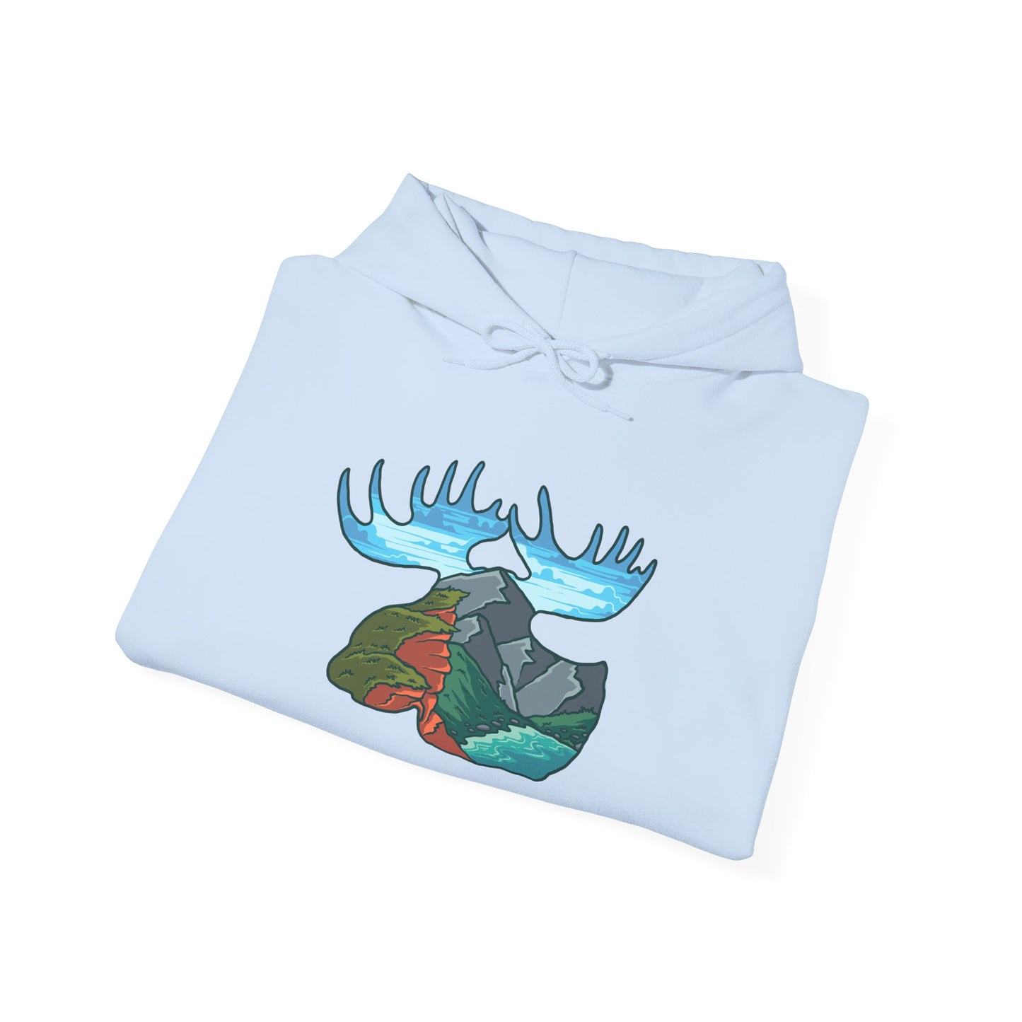Nature-Inspired Moose Hoodie with Scenic Design