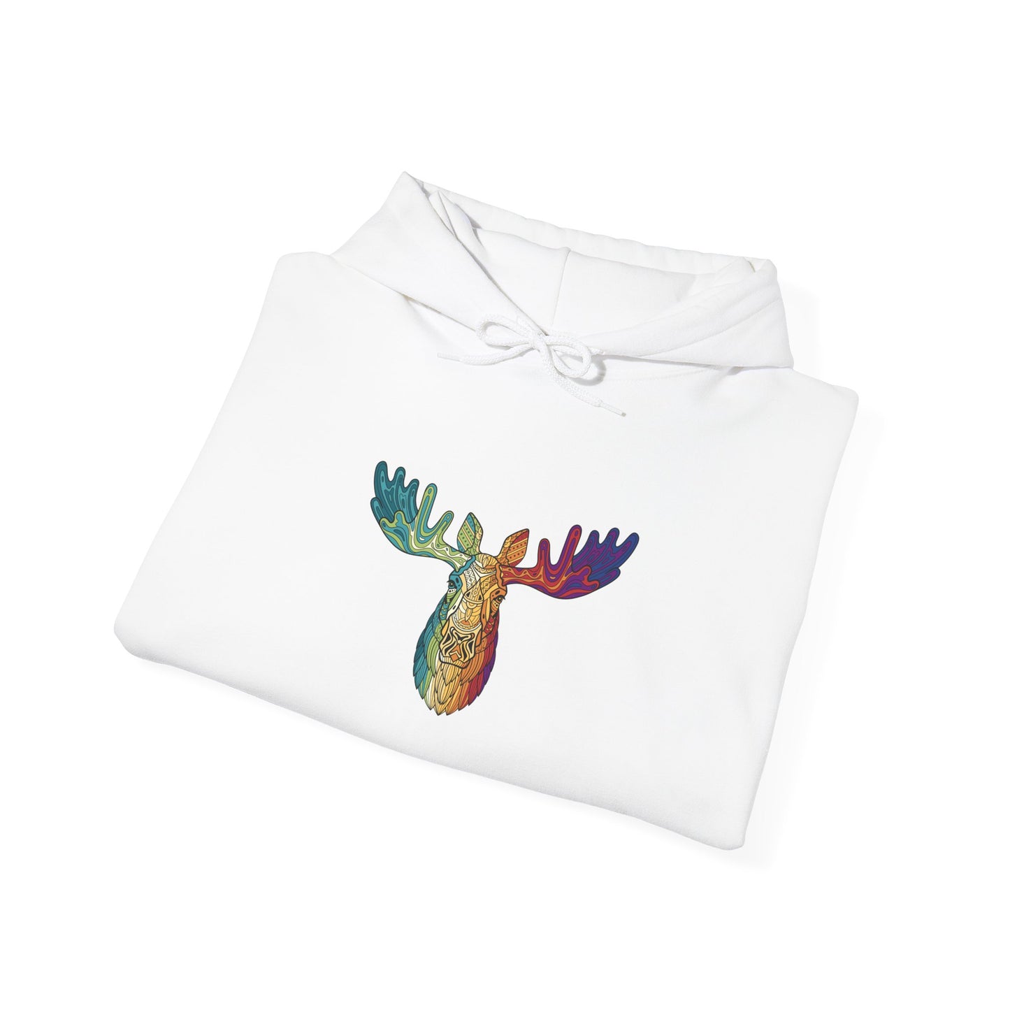 Colorful Moose Design Unisex Hoodie, Cozy Sweatshirt for Outdoor Lovers, Perfect Gift for Nature Enthusiasts, Casual Wear, Fall Fashion
