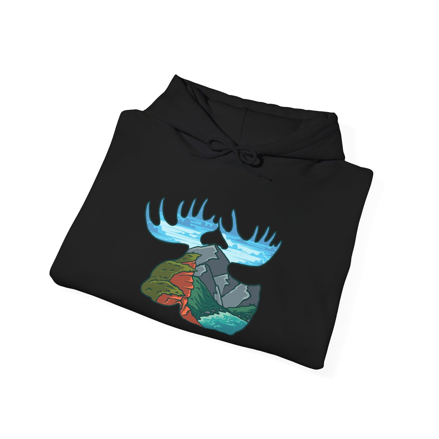 Nature-Inspired Moose Hoodie with Scenic Design