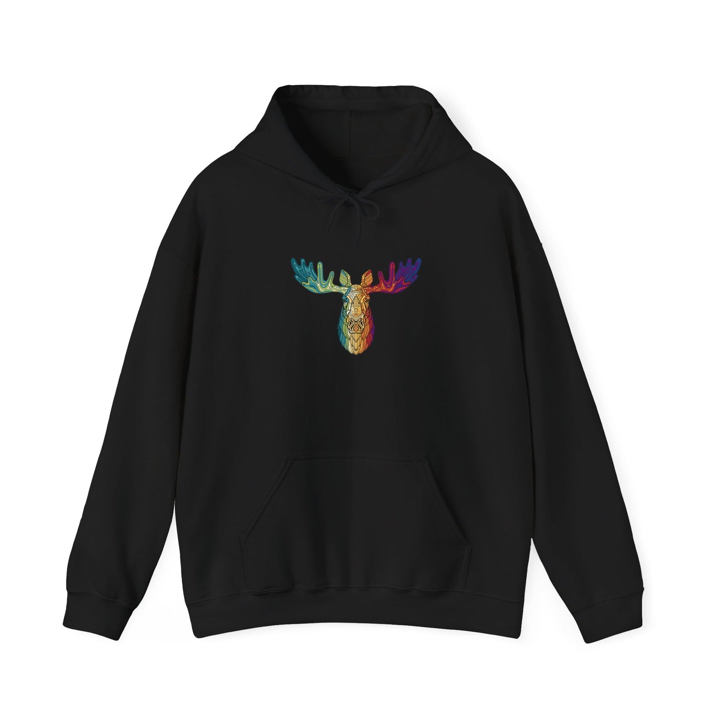 Colorful Moose Design Unisex Hoodie, Cozy Sweatshirt for Outdoor Lovers, Perfect Gift for Nature Enthusiasts, Casual Wear, Fall Fashion