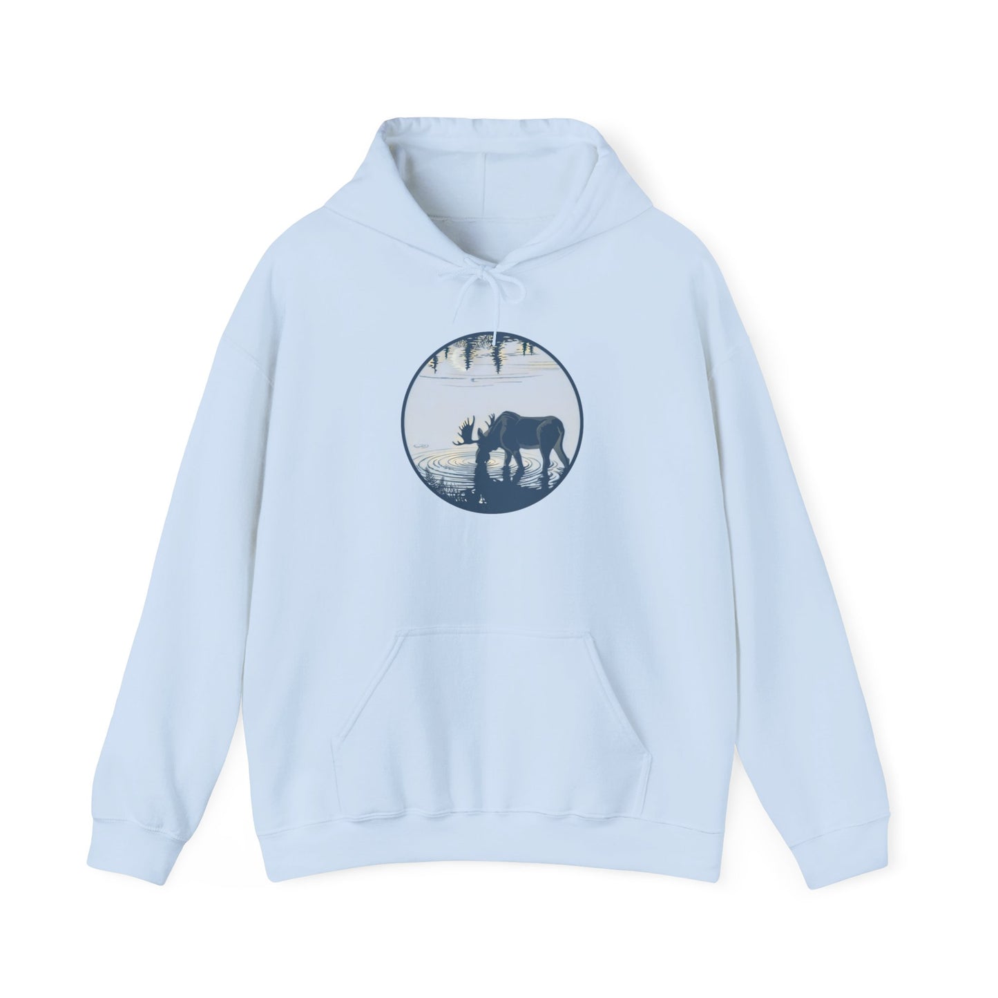Serene Moose Silhouette Hoodie, Cozy Sweatshirt, Great for Nature Lovers, Perfect for Camping, Outdoor Adventures, Gift Idea for Friends