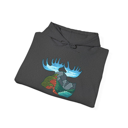 Nature-Inspired Moose Hoodie with Scenic Design