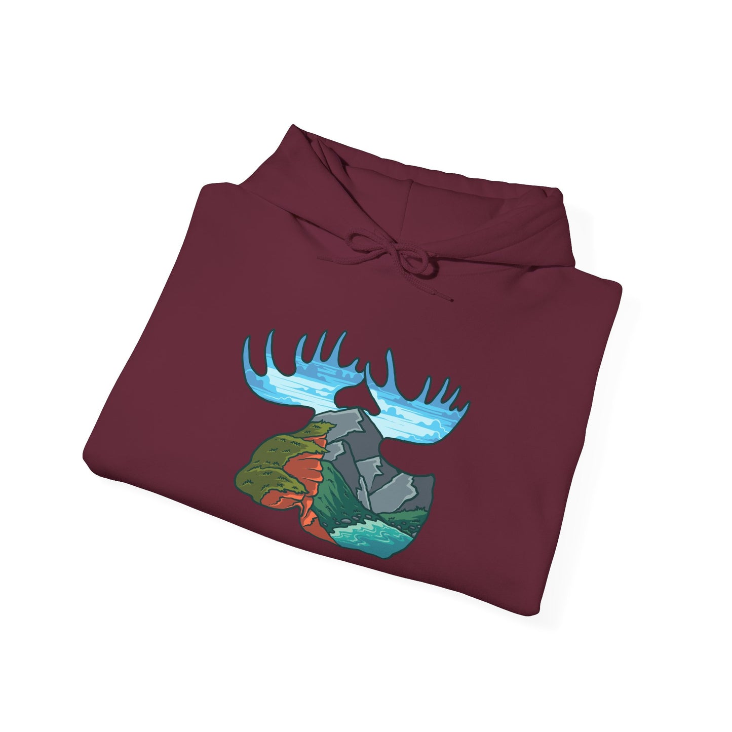 Nature-Inspired Moose Hoodie with Scenic Design