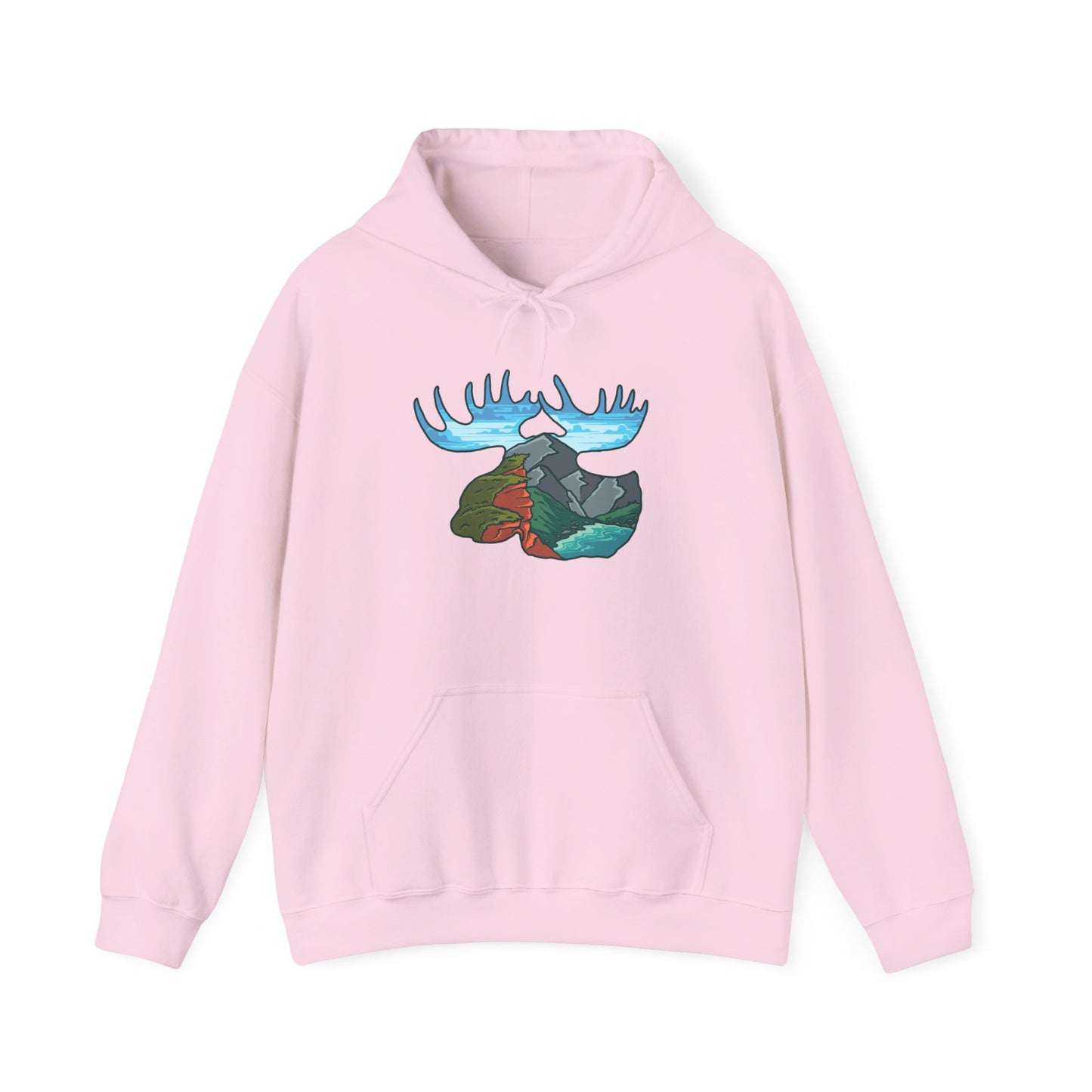 Nature-Inspired Moose Hoodie with Scenic Design
