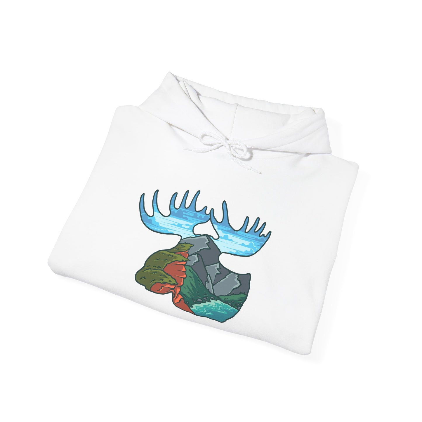 Nature-Inspired Moose Hoodie with Scenic Design
