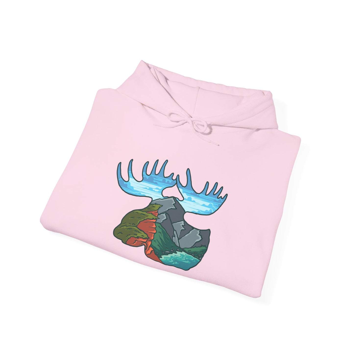 Nature-Inspired Moose Hoodie with Scenic Design
