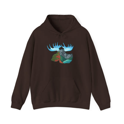 Nature-Inspired Moose Hoodie with Scenic Design