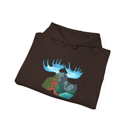 Nature-Inspired Moose Hoodie with Scenic Design