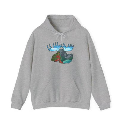 Nature-Inspired Moose Hoodie with Scenic Design