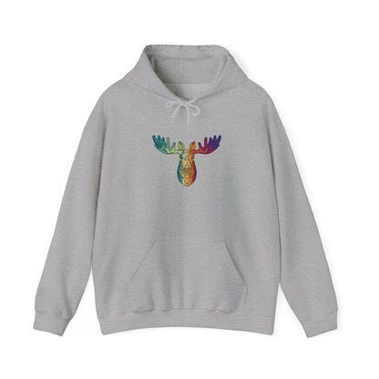Colorful Moose Design Unisex Hoodie, Cozy Sweatshirt for Outdoor Lovers, Perfect Gift for Nature Enthusiasts, Casual Wear, Fall Fashion