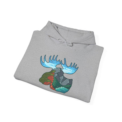 Nature-Inspired Moose Hoodie with Scenic Design