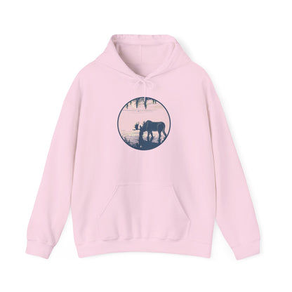 Serene Moose Silhouette Hoodie, Cozy Sweatshirt, Great for Nature Lovers, Perfect for Camping, Outdoor Adventures, Gift Idea for Friends