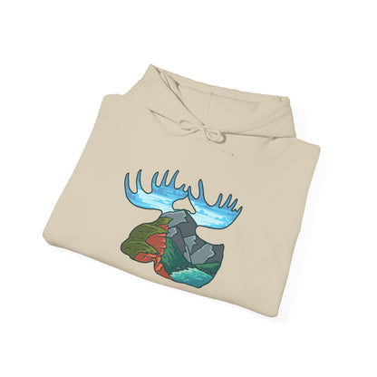 Nature-Inspired Moose Hoodie with Scenic Design