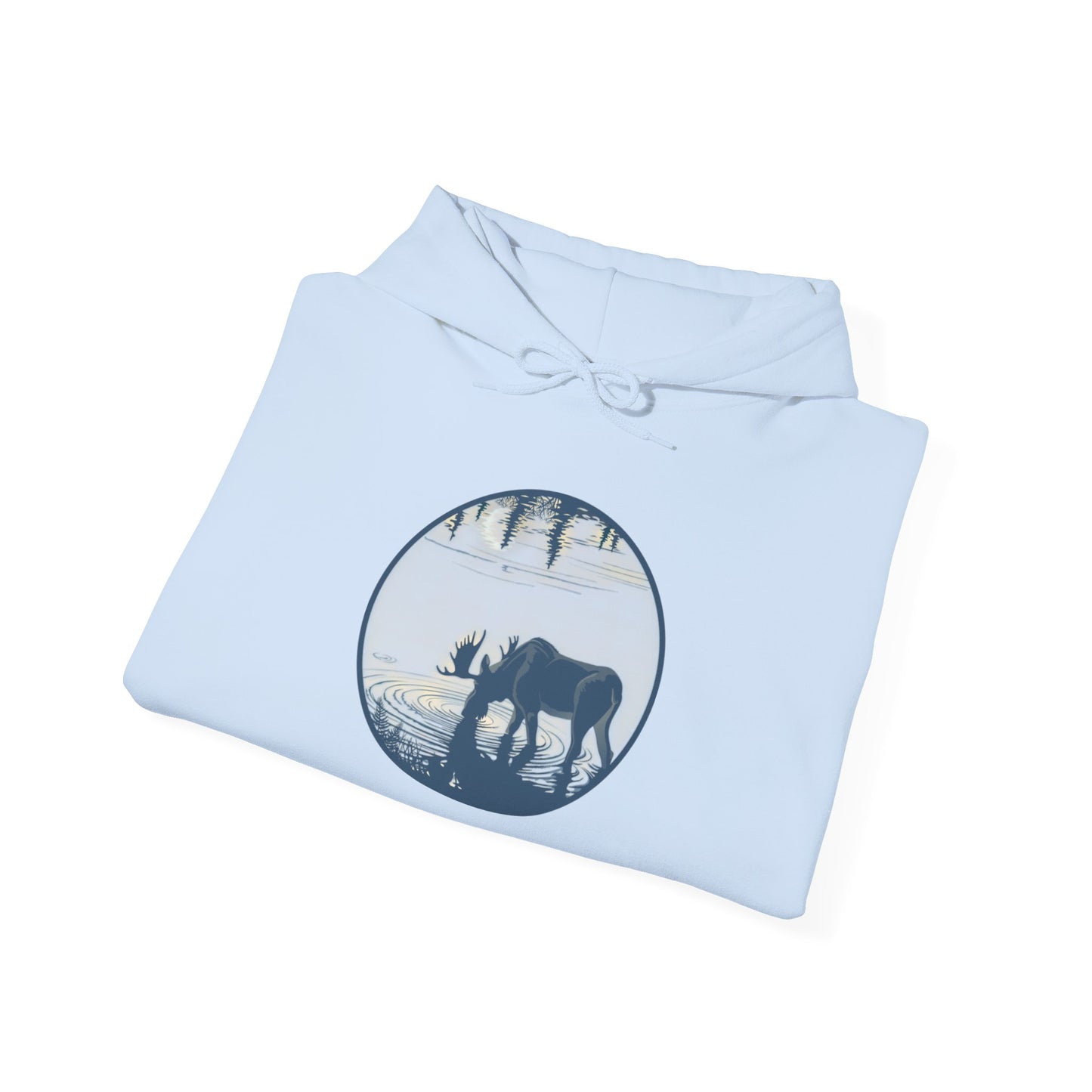 Serene Moose Silhouette Hoodie, Cozy Sweatshirt, Great for Nature Lovers, Perfect for Camping, Outdoor Adventures, Gift Idea for Friends