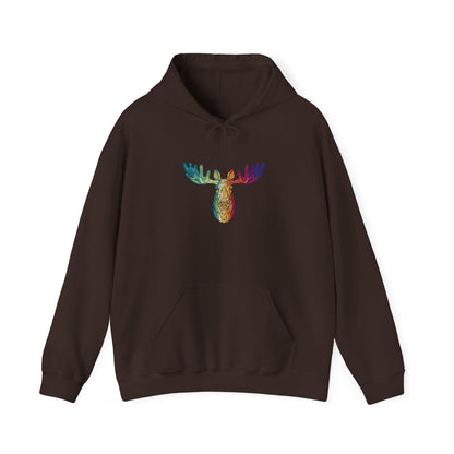 Colorful Moose Design Unisex Hoodie, Cozy Sweatshirt for Outdoor Lovers, Perfect Gift for Nature Enthusiasts, Casual Wear, Fall Fashion