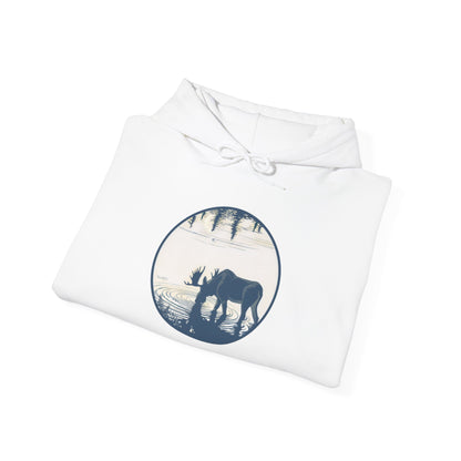 Serene Moose Silhouette Hoodie, Cozy Sweatshirt, Great for Nature Lovers, Perfect for Camping, Outdoor Adventures, Gift Idea for Friends