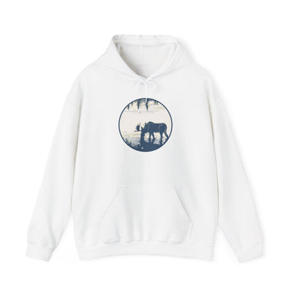 Serene Moose Silhouette Hoodie, Cozy Sweatshirt, Great for Nature Lovers, Perfect for Camping, Outdoor Adventures, Gift Idea for Friends