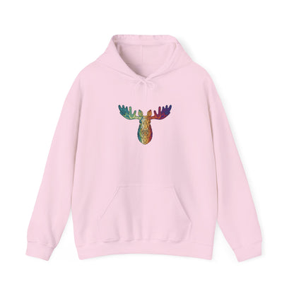 Colorful Moose Design Unisex Hoodie, Cozy Sweatshirt for Outdoor Lovers, Perfect Gift for Nature Enthusiasts, Casual Wear, Fall Fashion