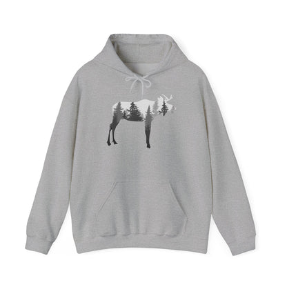 Forest-Inspired Moose Hoodie - Outdoor Apparel for Nature Lovers