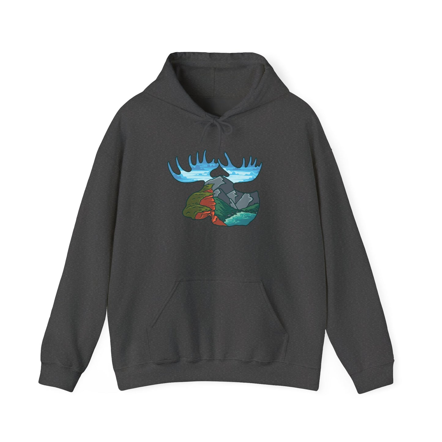 Nature-Inspired Moose Hoodie with Scenic Design