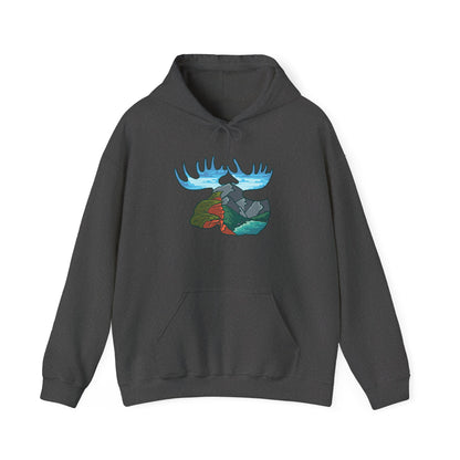 Nature-Inspired Moose Hoodie with Scenic Design