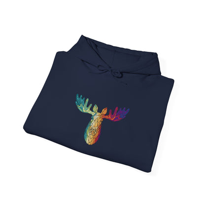 Colorful Moose Design Unisex Hoodie, Cozy Sweatshirt for Outdoor Lovers, Perfect Gift for Nature Enthusiasts, Casual Wear, Fall Fashion