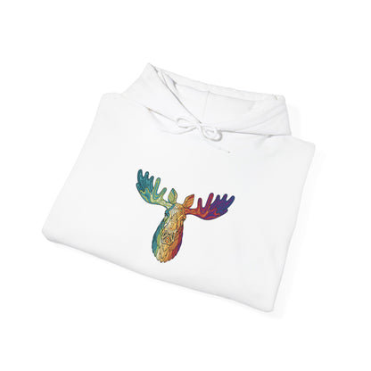Colorful Moose Design Unisex Hoodie, Cozy Sweatshirt for Outdoor Lovers, Perfect Gift for Nature Enthusiasts, Casual Wear, Fall Fashion