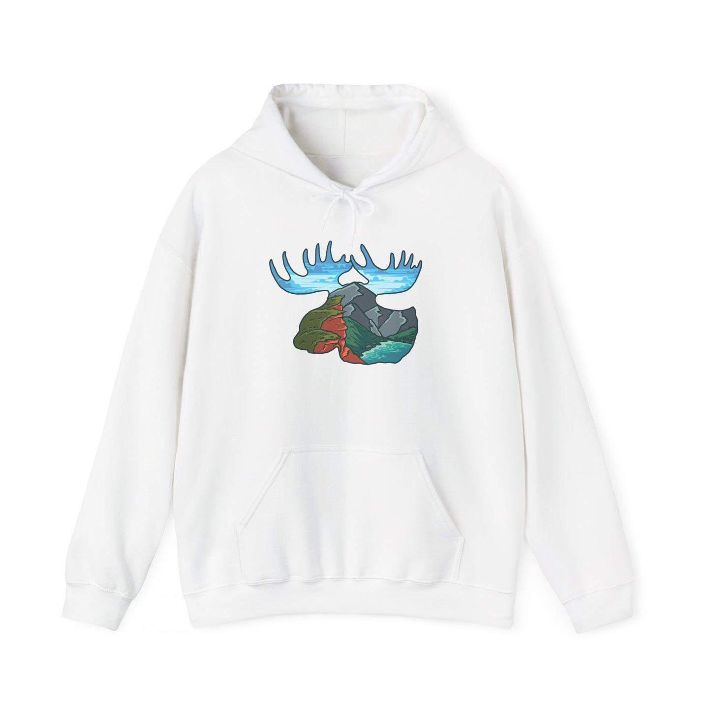 Nature-Inspired Moose Hoodie with Scenic Design