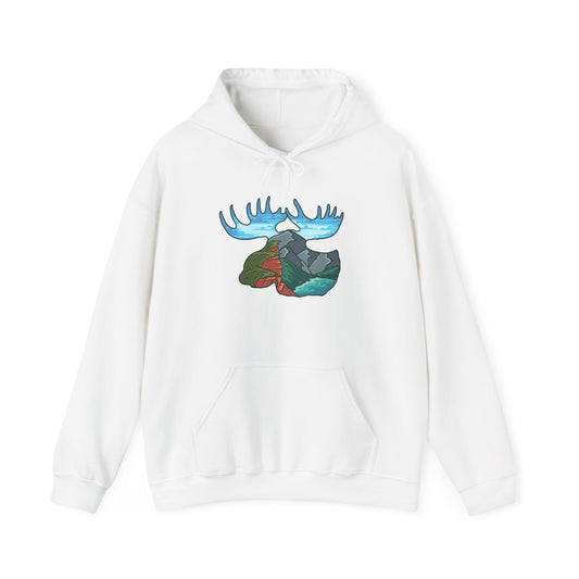 Nature-Inspired Moose Hoodie with Scenic Design