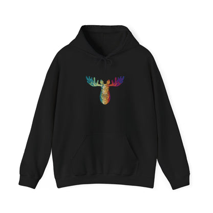 Colorful Moose Design Unisex Hoodie, Cozy Sweatshirt for Outdoor Lovers, Perfect Gift for Nature Enthusiasts, Casual Wear, Fall Fashion