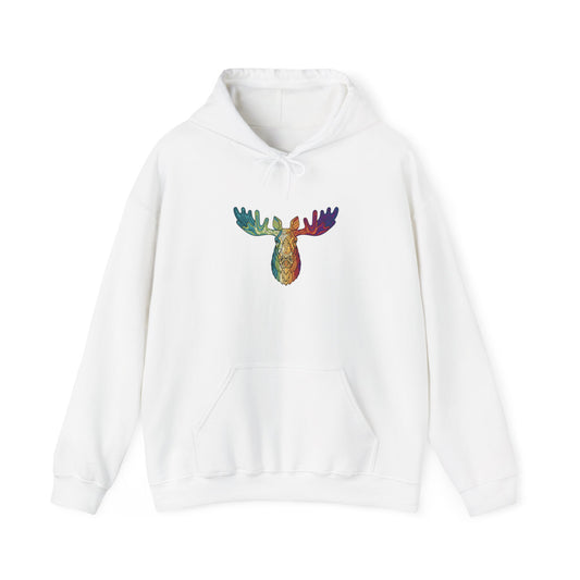 Colorful Moose Design Unisex Hoodie, Cozy Sweatshirt for Outdoor Lovers, Perfect Gift for Nature Enthusiasts, Casual Wear, Fall Fashion