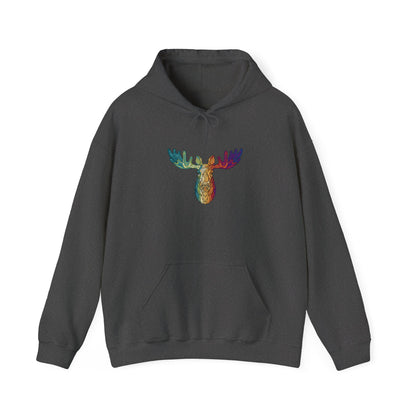 Colorful Moose Design Unisex Hoodie, Cozy Sweatshirt for Outdoor Lovers, Perfect Gift for Nature Enthusiasts, Casual Wear, Fall Fashion