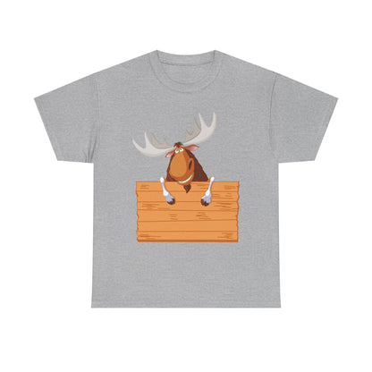 Funny Moose Graphic Tee, Unisex Heavy Cotton T-Shirt, Great for Nature Lovers, Gift for Wilderness Enthusiasts, Adventure Shirt