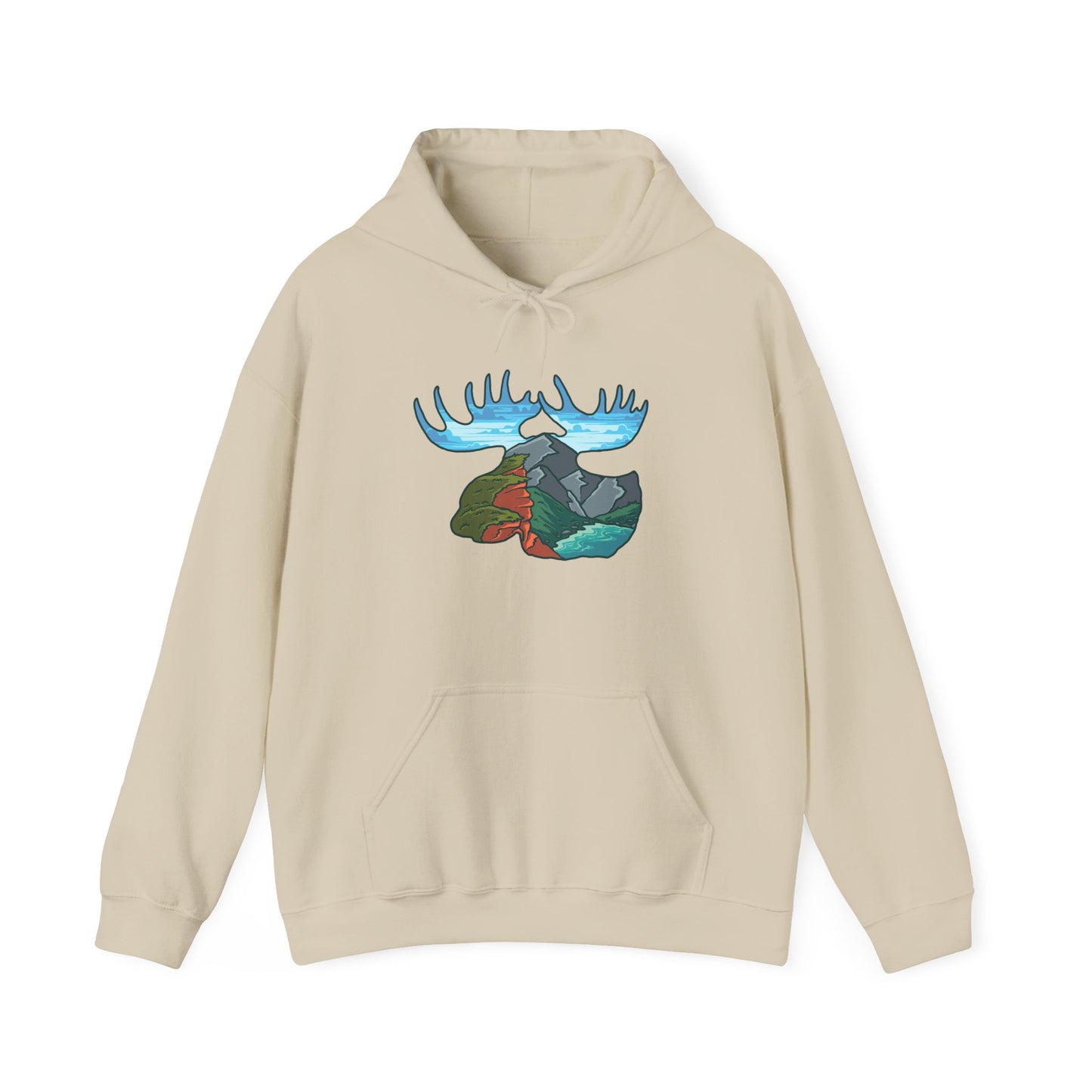 Nature-Inspired Moose Hoodie with Scenic Design
