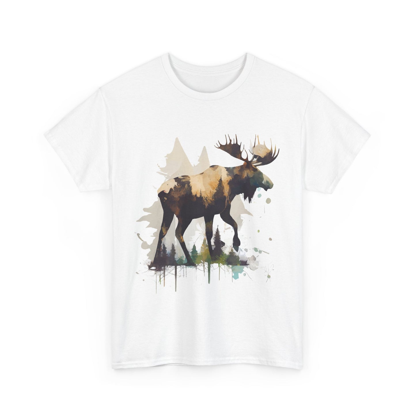 Moose Watercolor Unisex Tee, Nature Lover Gift, Fall Apparel, Wildlife T-Shirt, Casual Outfit, Outdoor Adventure Wear