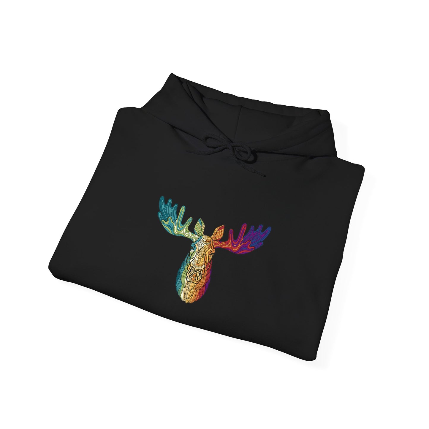 Colorful Moose Design Unisex Hoodie, Cozy Sweatshirt for Outdoor Lovers, Perfect Gift for Nature Enthusiasts, Casual Wear, Fall Fashion